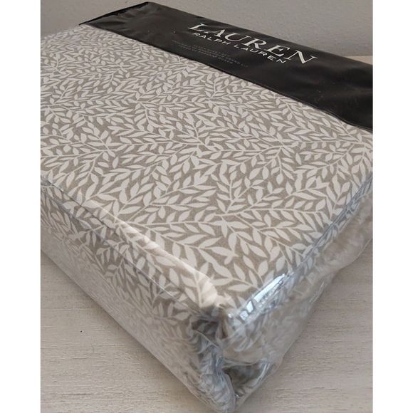 Ralph Lauren SPENCER LEAF SATEEN Grey 100% Cotton Queen Sheet Set Bedding - Picture 4 of 9